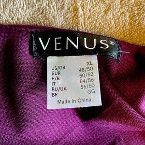 Women’s XL cape of the shoulder wine color dress.